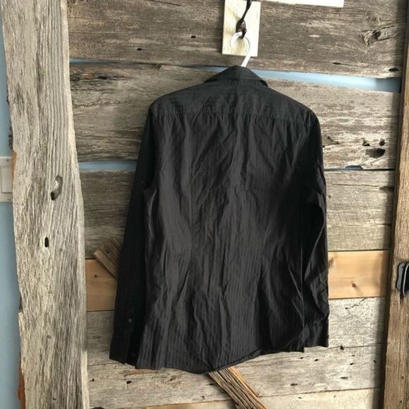 MEXX size Med Black striped button down dress shirt - Picture 3 of 5